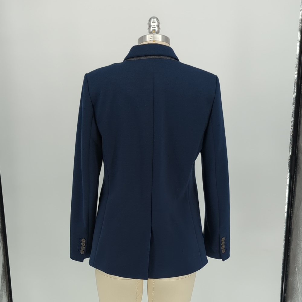 11453 Ann Taylor Ponte Knit Blazer Navy Blue size 8P preppy Business casual work - Picture 2 of 5